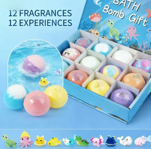 12 Fizzy Ocean Friends - Surprise Toy Bath Bomb Set
