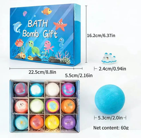 12 Fizzy Ocean Friends - Surprise Toy Bath Bomb Set