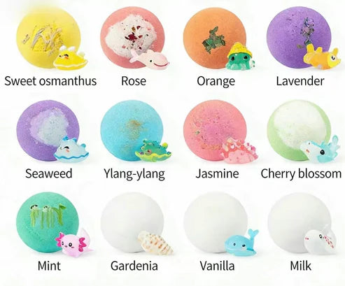 12 Fizzy Ocean Friends - Surprise Toy Bath Bomb Set
